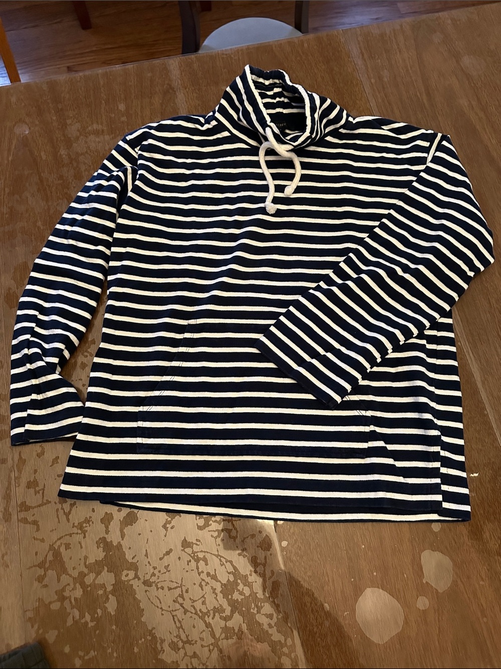 JCrew Striped Navy and White women’s Funnel Neck Sweater